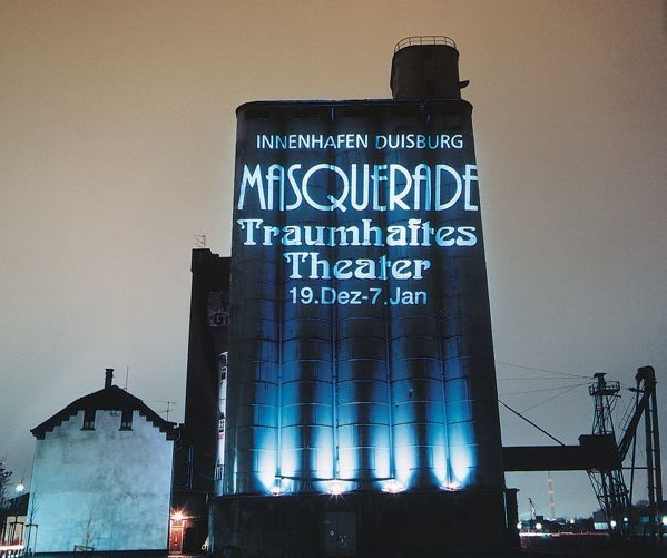 Traumhaffes Thealer Wtih Captivating Projector Light Transforms Building in INNENHAFEN DUISBURG，GERMAN