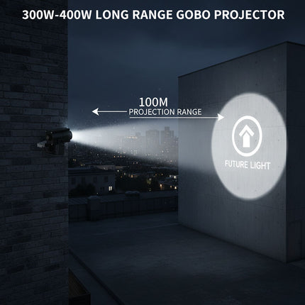 300W-400W Long Range LED Gobo Projector | Outdoor Wall Logo Light | 5-80m IP65