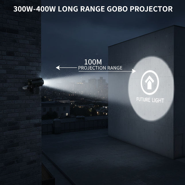 300W-400W Long Range LED Gobo Projector | Outdoor Wall Logo Light | 5-80m IP65